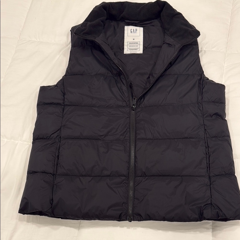 Black Puffer Vest - Sleeveless Quilted Zip Front